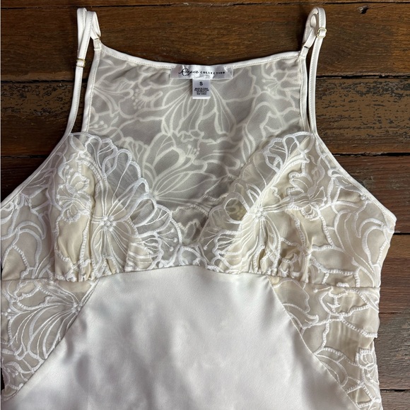 Rya Collection Milos Embroidered Lace Satin Slip Midi Gown Sz Small 🧡🍄 - Picture 7 of 8